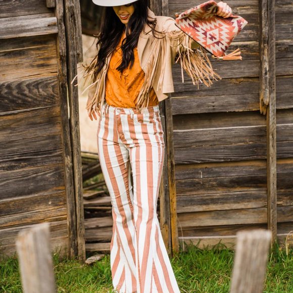 Altar'd State Denim - ALTER'D STATE | EMERIE FLARED STRIPED BOHO JEANS | FLARED JEANS | NWT